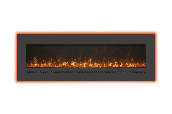 Amantii Sierra Flame Linear Series 48" Wall Mount or Flush Mount Electric Fireplace With Steel Surround & Glass Media | WM-FML-48-5523-STL