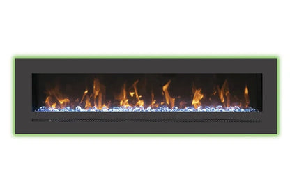 Amantii Sierra Flame Linear Series 60" Wall Mount or Flush Mount Electric Fireplace With Steel Surround & Glass Media | WM-FML-60-6623-STL