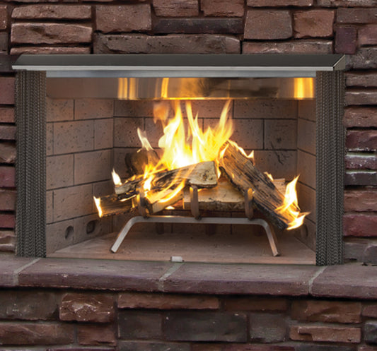 Superior WRE3042 42" Traditional Outdoor Wood Burning Fireplace With White Herringbone Refractory Panels