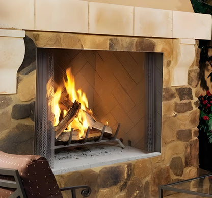 Superior WRE4550 50" Traditional Outdoor Wood Burning Fireplace With White Stacked Refractory Panels