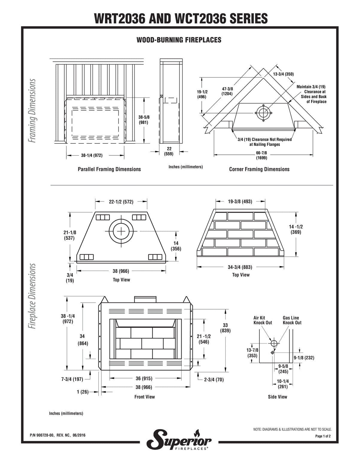 Superior WRT/WCT 2036 36" Louvered Insulated Wood-Burning Fireplace with Grey Stacked Refractory Panels