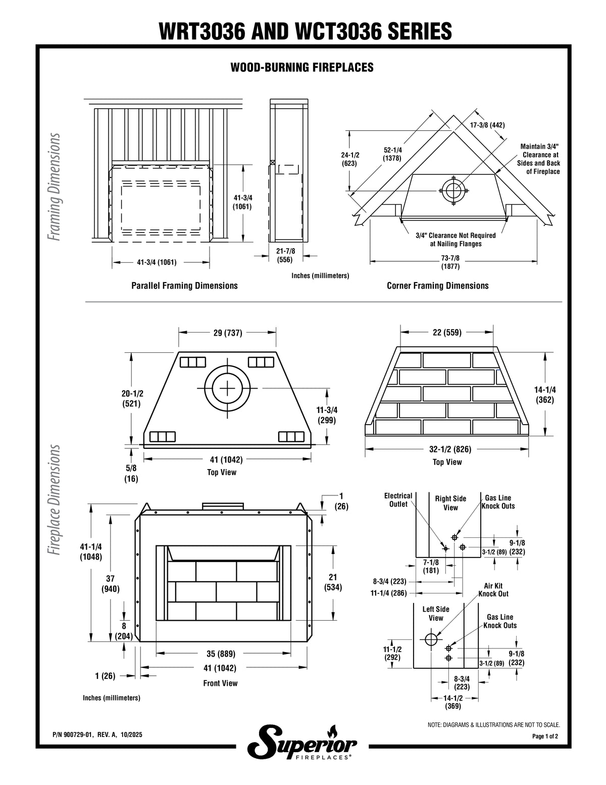 Superior WRT/WCT 3036 36" Insulated Louvered Wood-Burning Fireplace with White Stacked Refractory Panels
