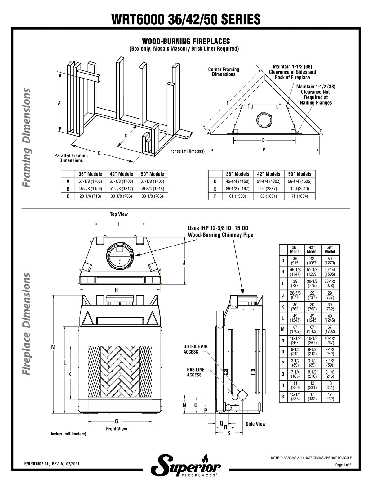 Superior WRT6042 42" Traditional Wood Burning Masonry Fireplace