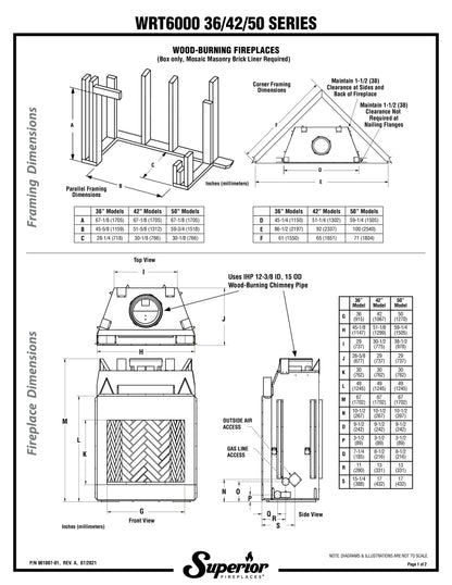 Superior WRT6042 42" Traditional Wood Burning Masonry Fireplace