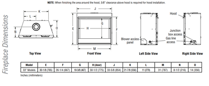 Superior DRT2033 33" Built-In Traditional Direct Top Vent Gas Fireplace with Electronic Ignition & Aged Oak Logs