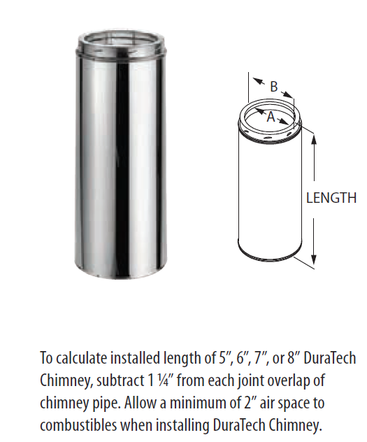 DuraVent DuraTech Round Chimney Pipe Section