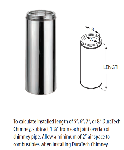 DuraVent DuraTech Round Chimney Pipe Section