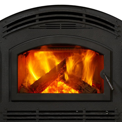 Majestic Single Arc Door Wood Fireplace with Classic Black Front