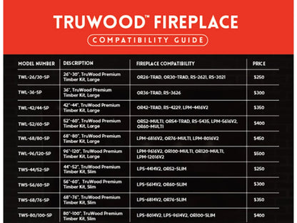 Modern Flames Truwood 68"/80" Large Premium Upgrade Timber Kit