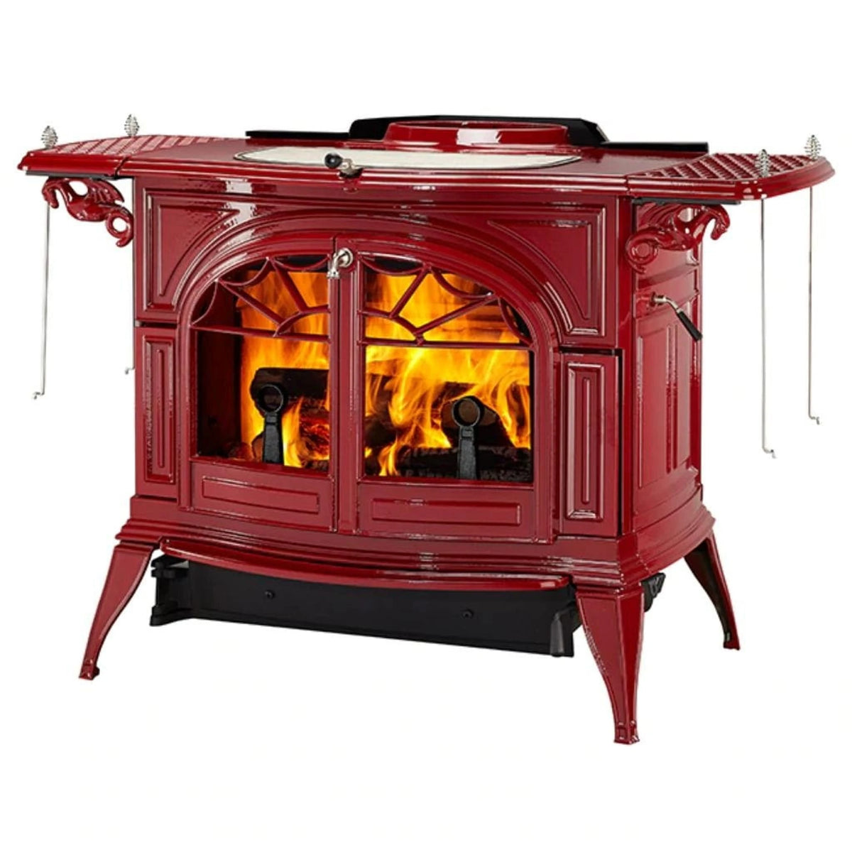Vermont Castings Defiant 32-Inch Cast Iron Wood Stove in Bordeaux with Traditional Doors