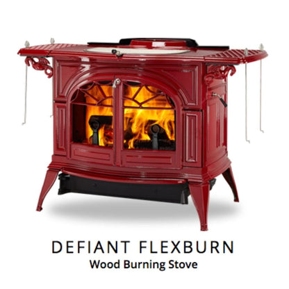 Vermont Castings Defiant 32-Inch Cast Iron Wood Stove in Bordeaux with Traditional Doors - View 2
