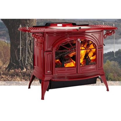 Vermont Castings Defiant 32-Inch Cast Iron Wood Stove in Bordeaux with Traditional Doors - View 3