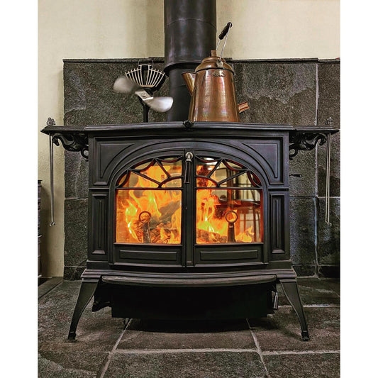 Vermont Castings Defiant 32-Inch Cast Iron Wood Stove in Classic Black with Transition Doors