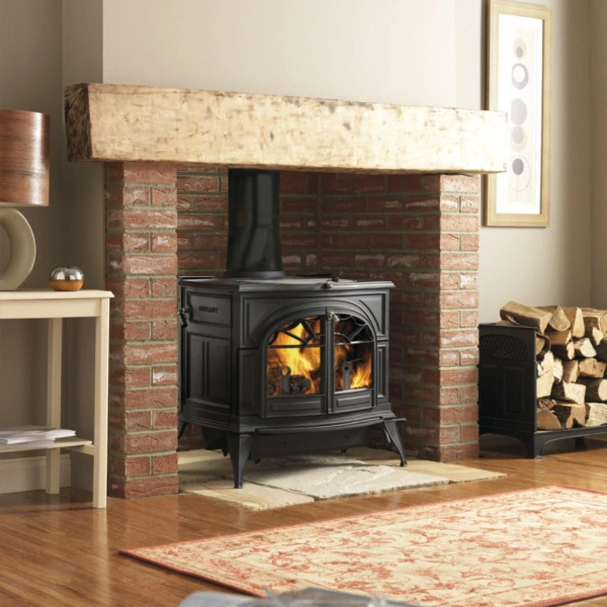 Vermont Castings Defiant 32-Inch Cast Iron Wood Stove in Classic Black with Transition Doors - View 3