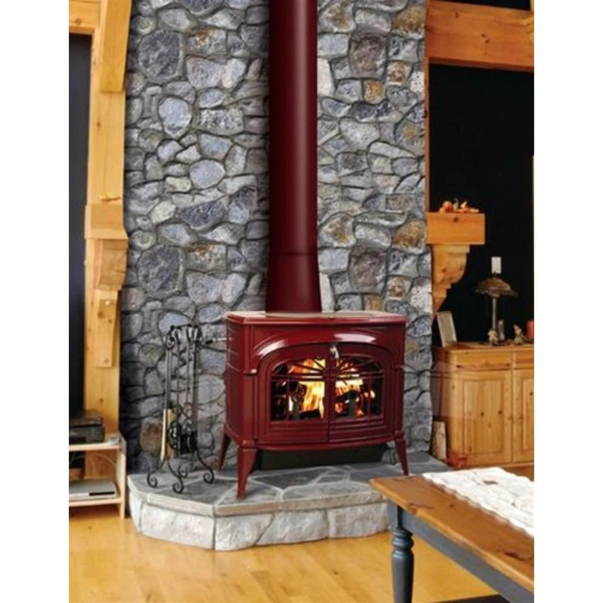 Vermont Castings Encore 27-Inch Cast Iron Wood Stove in Bordeaux with Traditional Doors - View 2