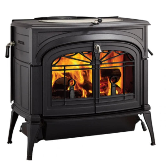 Vermont Castings Encore 27-Inch Cast Iron Wood Stove in Classic Black with Transition Doors
