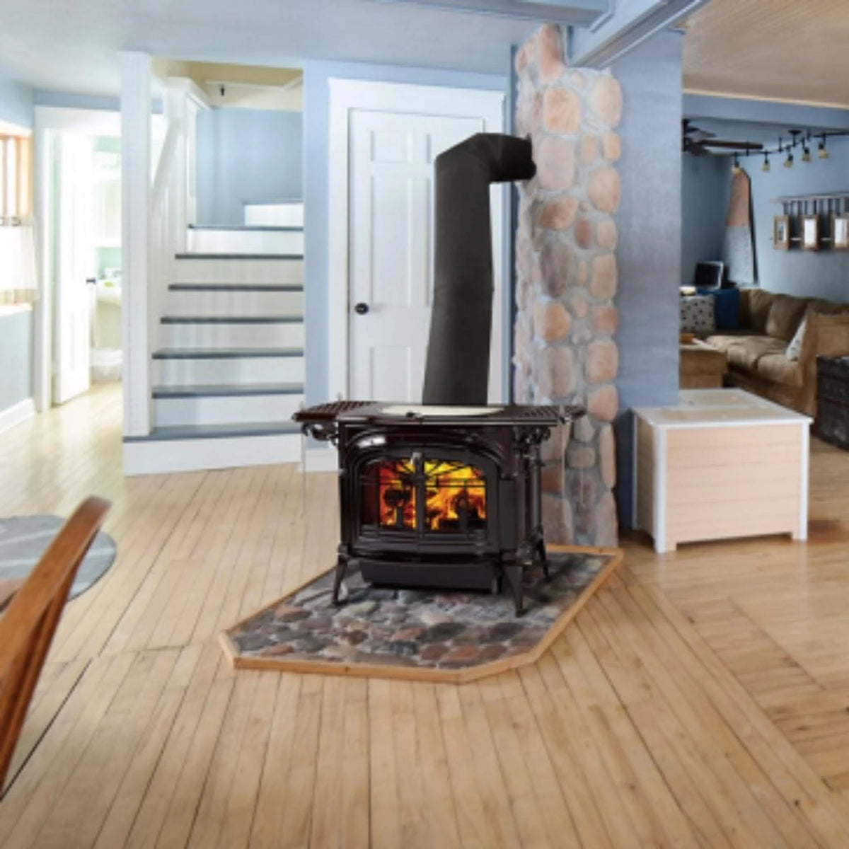 Vermont Castings Encore 27-Inch Cast Iron Wood Stove in Majolica Brown with Traditional Doors