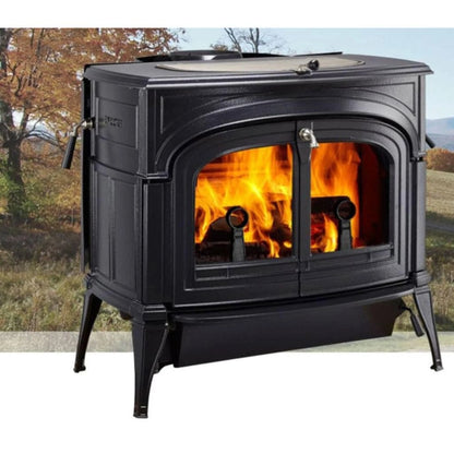 Vermont Castings Encore 27-Inch Cast Iron Wood Stove in Twilight Enamel with Traditional Doors - View 2