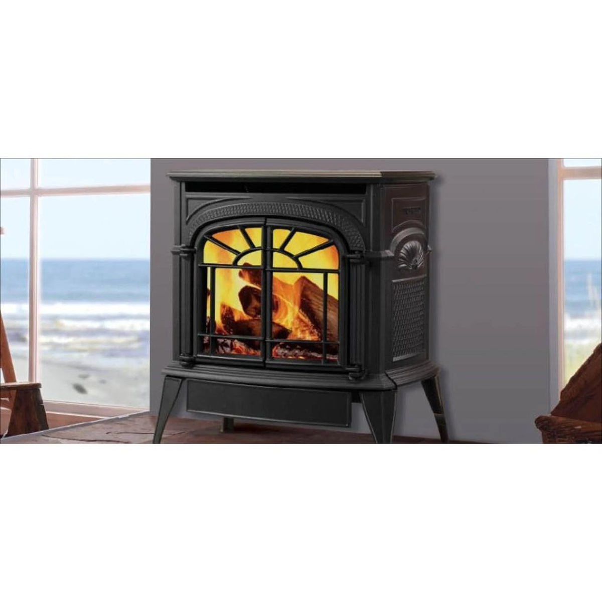 Vermont Castings Intrepid 21-Inch Cast Iron Direct Vent Gas Stove in Bordeaux Enamel - Natural Gas, IntelliFire Touch Ignition - View 6