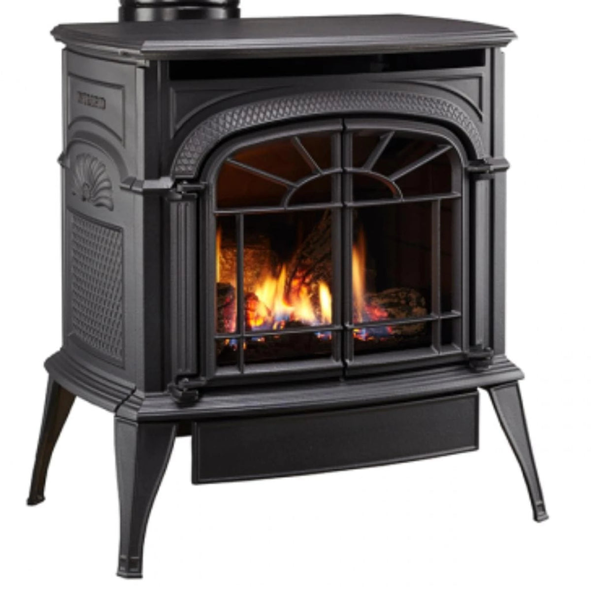 Vermont Castings Intrepid 21-Inch Cast Iron Direct Vent Gas Stove in Bordeaux Enamel - Propane (LP), Standing Pilot
