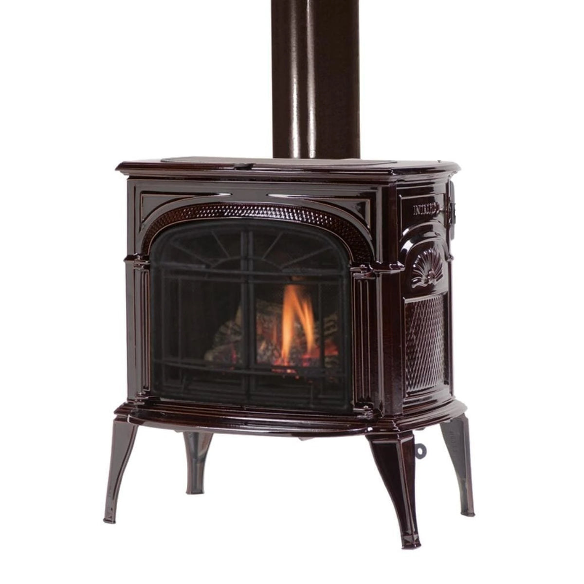 Vermont Castings Intrepid 21-Inch Cast Iron Direct Vent Gas Stove in Bordeaux Enamel - Propane (LP), Standing Pilot - View 5