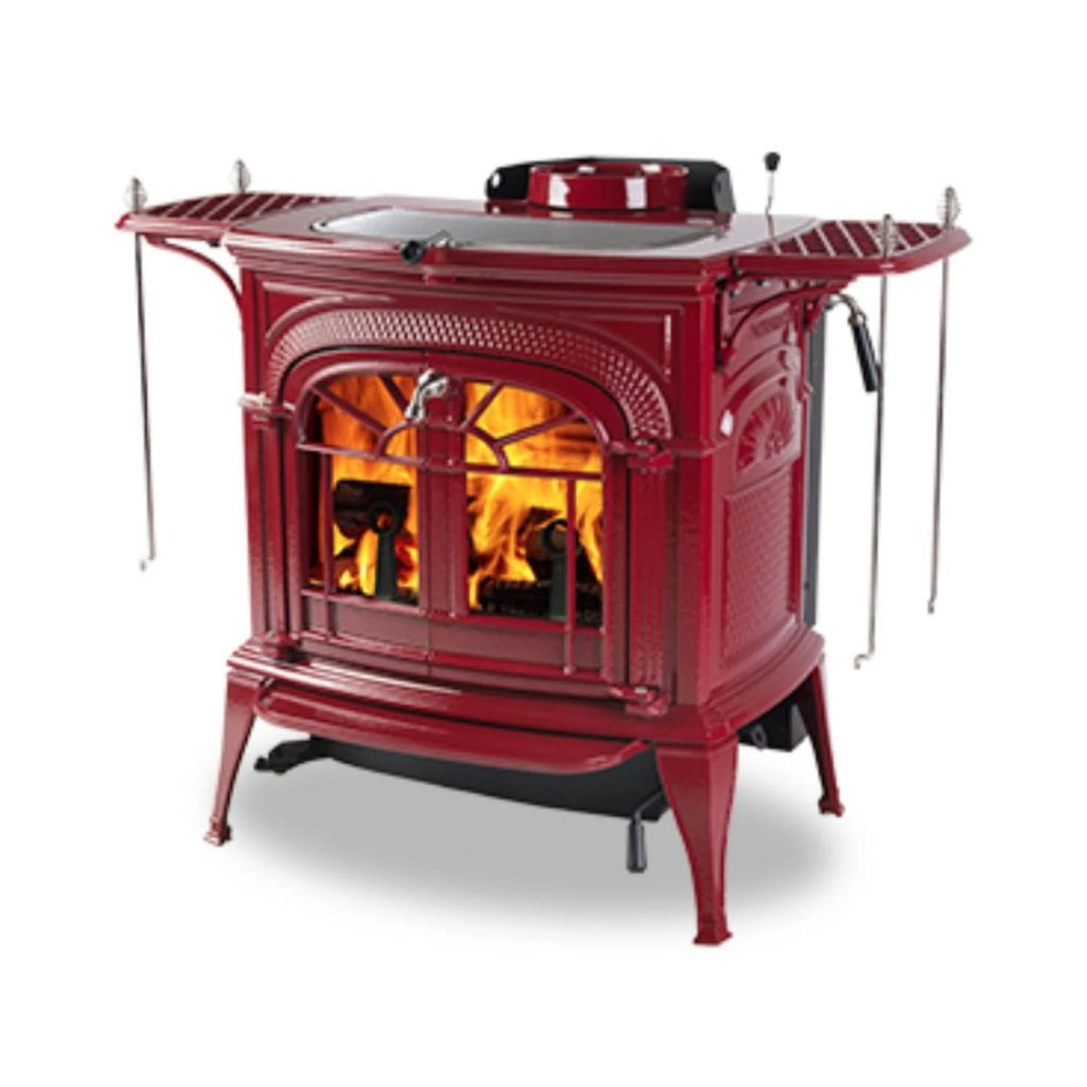 Vermont Castings Intrepid FlexBurn 22-Inch Cast Iron Wood Stove in Bordeaux with Traditional Doors