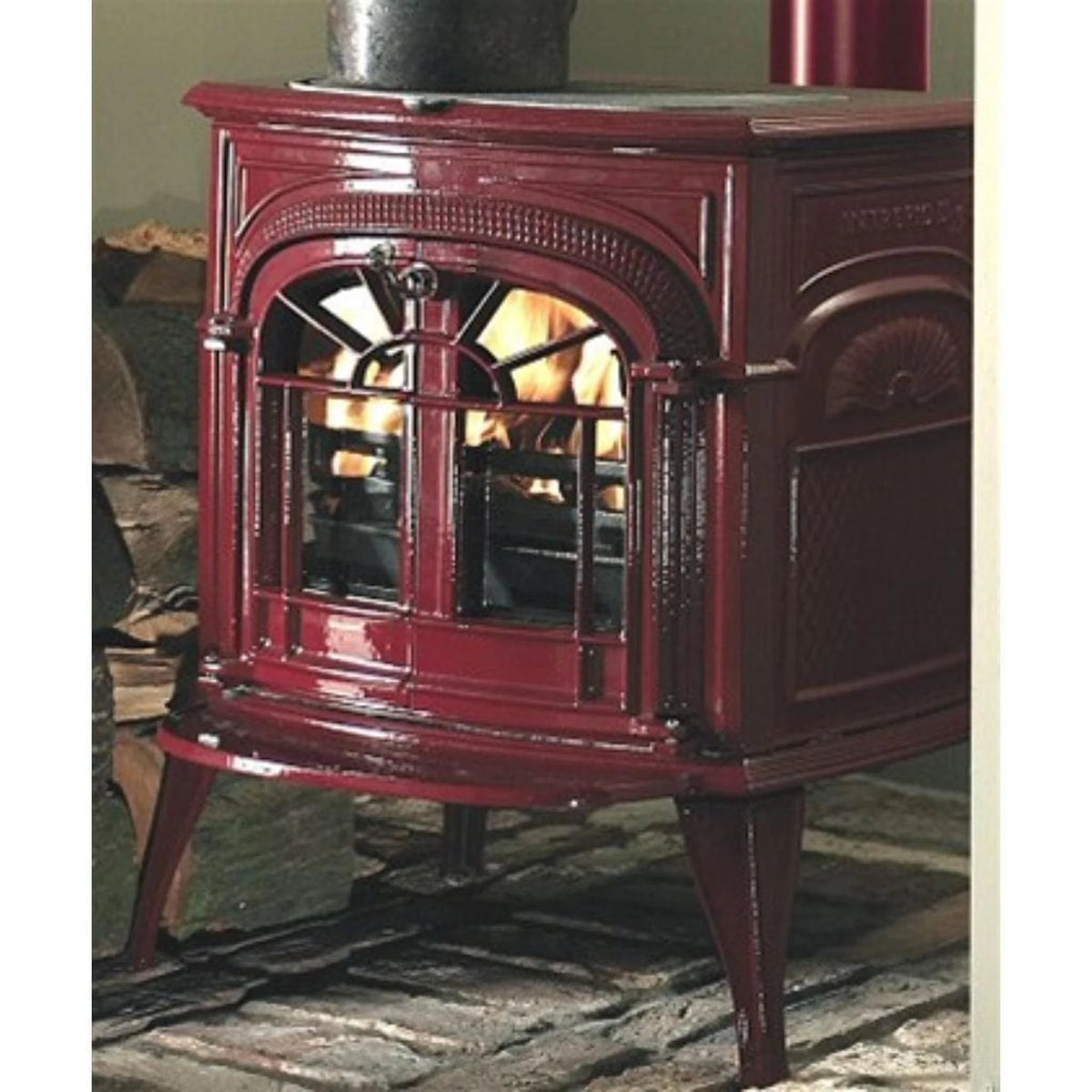 Vermont Castings Intrepid FlexBurn 22-Inch Cast Iron Wood Stove in Bordeaux with Traditional Doors - View 3