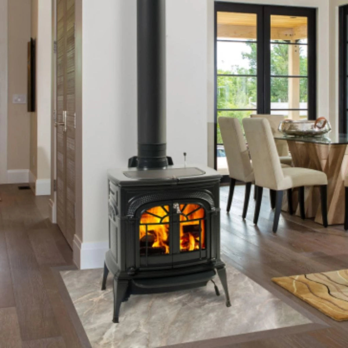 Vermont Castings Intrepid FlexBurn 22-Inch Cast Iron Wood Stove in Classic Black with Transition Doors - View 2
