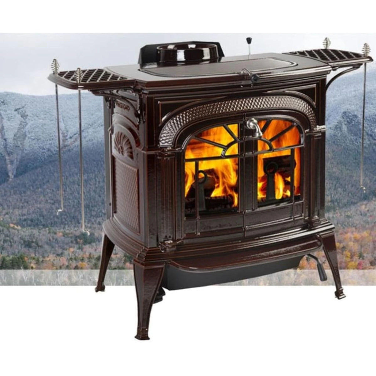 Vermont Castings Intrepid FlexBurn 22-Inch Cast Iron Wood Stove in Majolica Brown with Traditional Doors - View 2