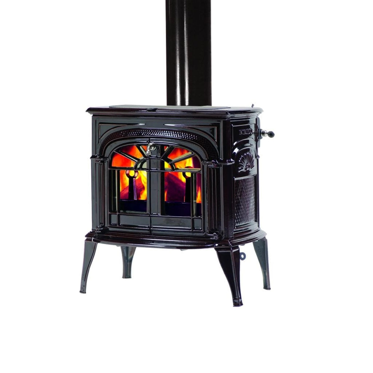 Vermont Castings Intrepid FlexBurn 22-Inch Cast Iron Wood Stove in Twilight Enamel with Traditional Doors