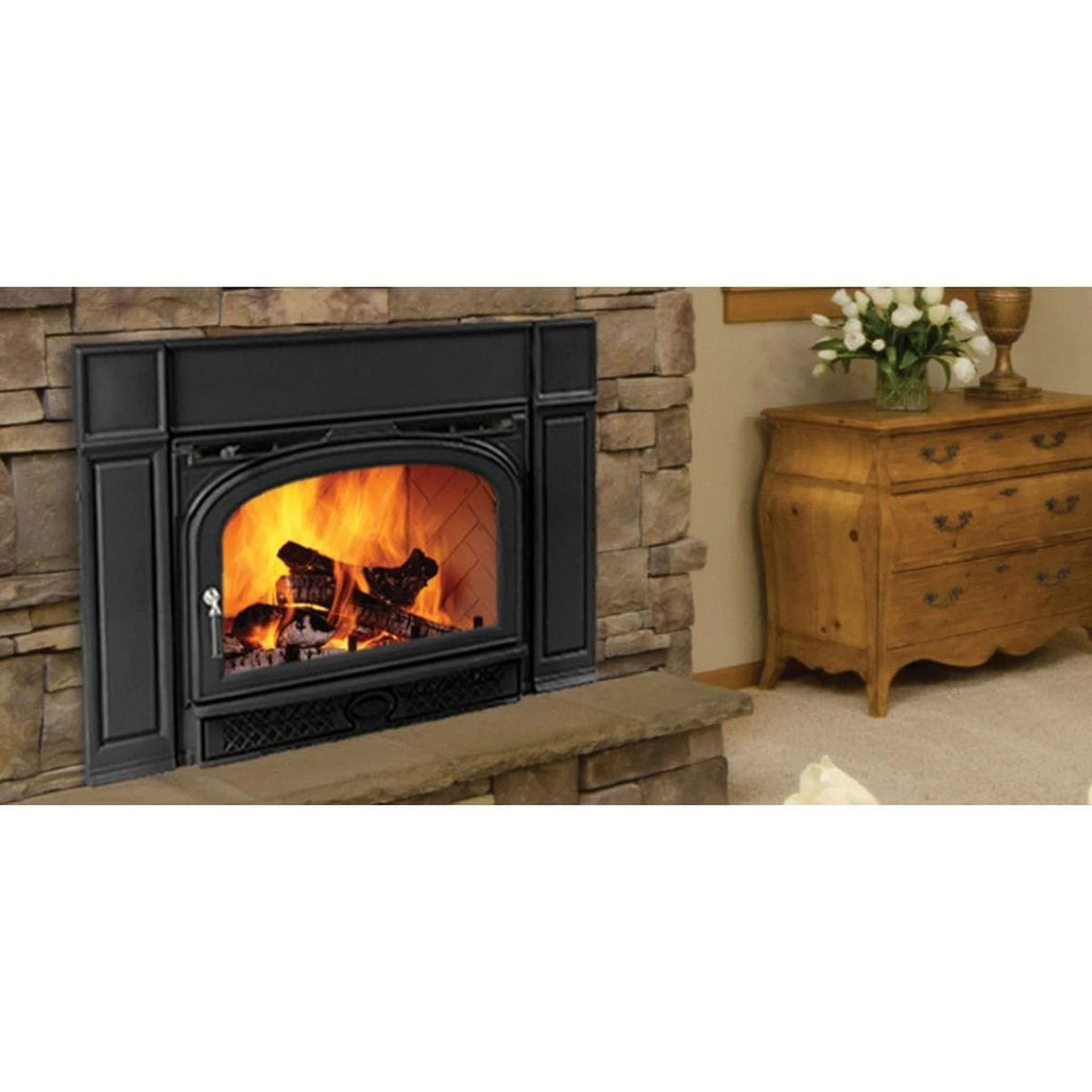 Vermont Castings Montpelier II 32-Inch Cast Iron Wood Fireplace Insert in Classic Black - View 7