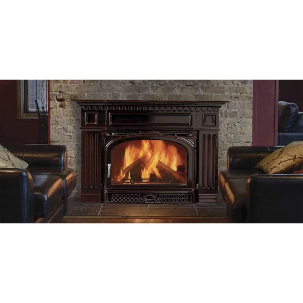 Vermont Castings Montpelier II 32-Inch Cast Iron Wood Fireplace Insert in Majolica Brown - View 6