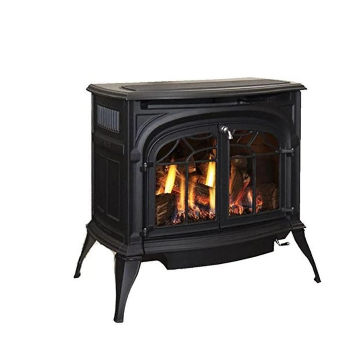 Vermont Castings Radiance 31-Inch Cast Iron Direct Vent Gas Stove in Bordeaux Enamel - Natural Gas, Standing Pilot - View 2