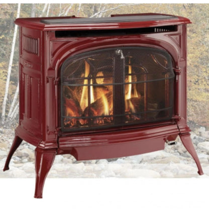 Vermont Castings Radiance 31-Inch Cast Iron Direct Vent Gas Stove in Majolica Brown - Propane (LP), IntelliFire Touch Ignition - View 4