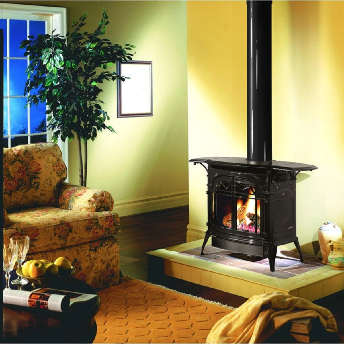 Vermont Castings Stardance 25-Inch Cast Iron Direct Vent Gas Stove in Bordeaux Enamel - Propane (LP), IntelliFire Touch Ignition - View 7