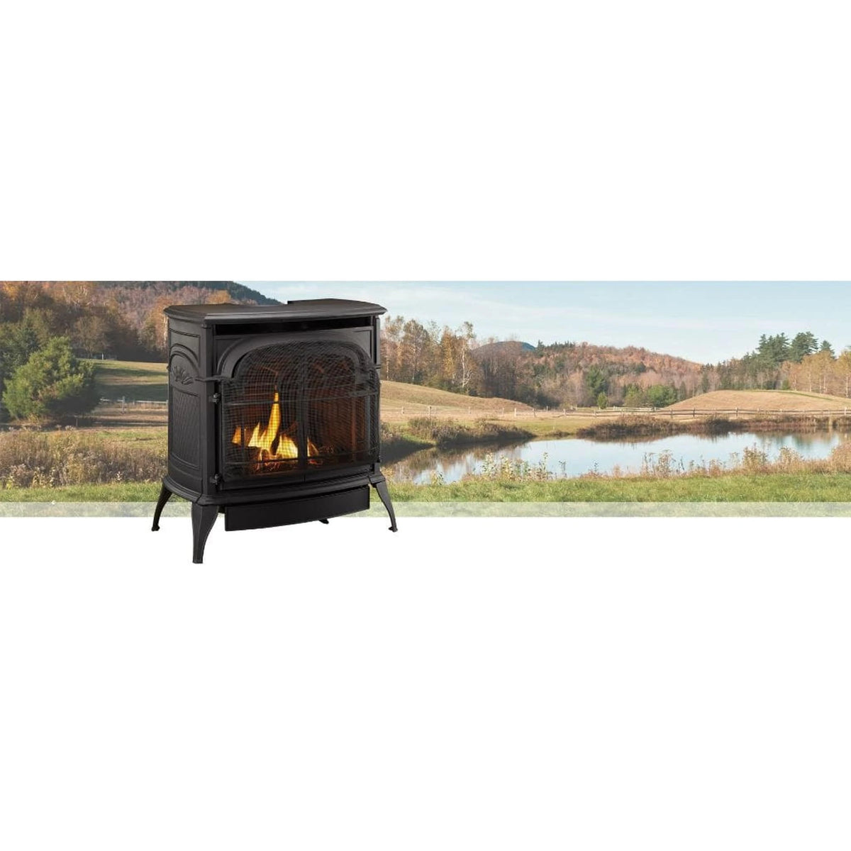 Vermont Castings Stardance 25-Inch Cast Iron Direct Vent Gas Stove in Majolica Brown - Propane (LP), IntelliFire Touch Ignition - View 9